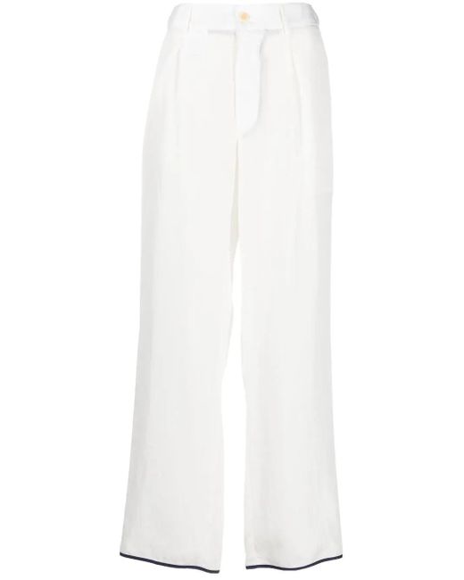 Jejia White Contrasting-Trim Detail Trousers
