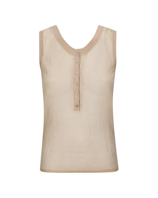 Paloma Wool Natural Velata Ribbed-Trim Top