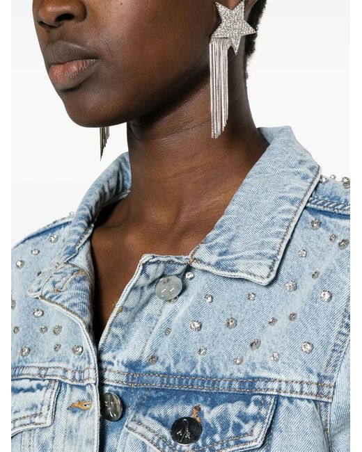 Ana Radu Blue Crystal-Embellished Denim Jacket