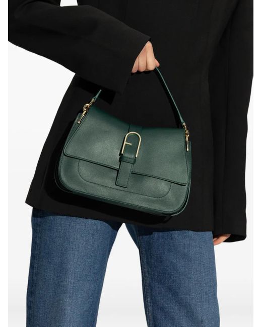 Furla Green Buckle-Fastening Top-Handle Bag