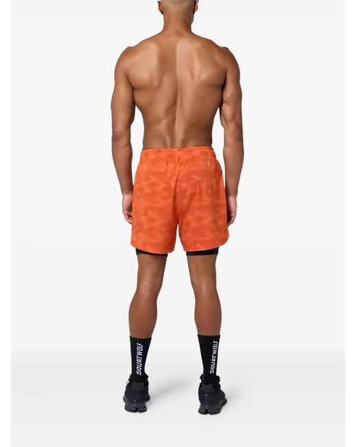 SQUATWOLF Orange Limitless-2-In-17" Shorts for men