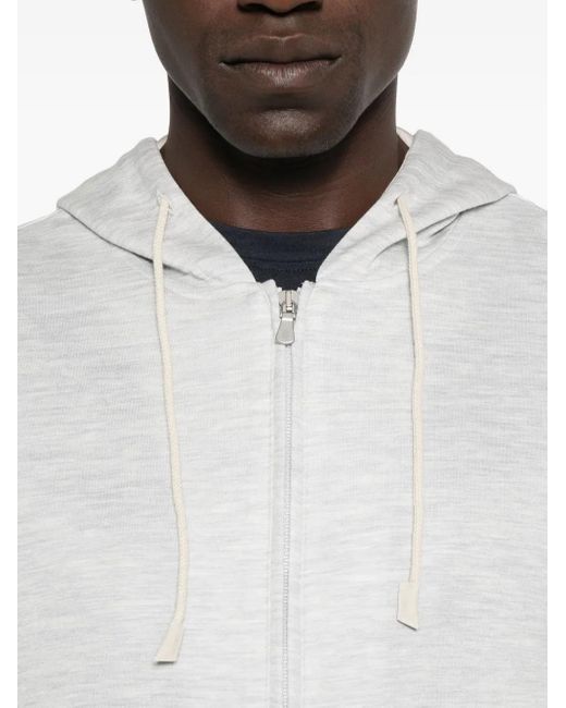 Eleventy White Zip-Up Hoodie for men