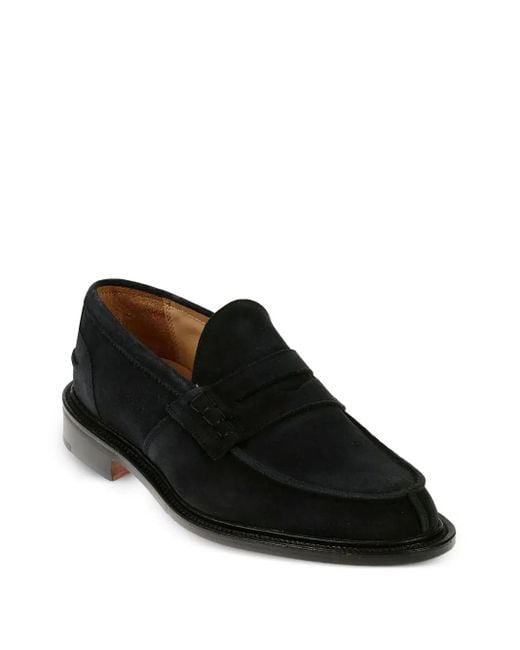 Tricker's Black James Suede Loafers for men