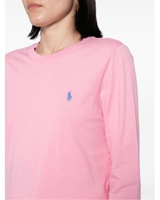 T-shirt con ricamo di Polo Ralph Lauren in Pink