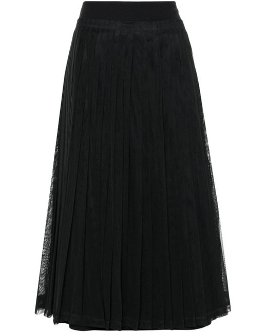 Jupe mi-longue à design plissé Fabiana Filippi en coloris Black