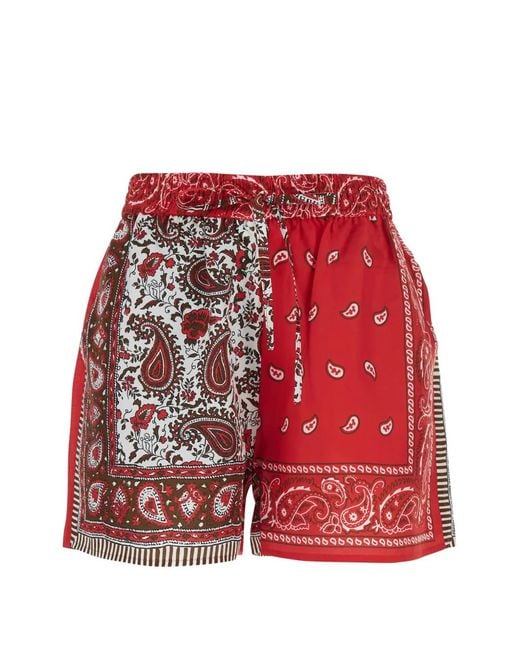 P.A.R.O.S.H. Red Paisley-Print Drawstring Shorts