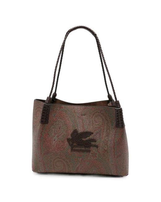Etro Brown Libra Arnica Paisley-Print Shoulder Bag
