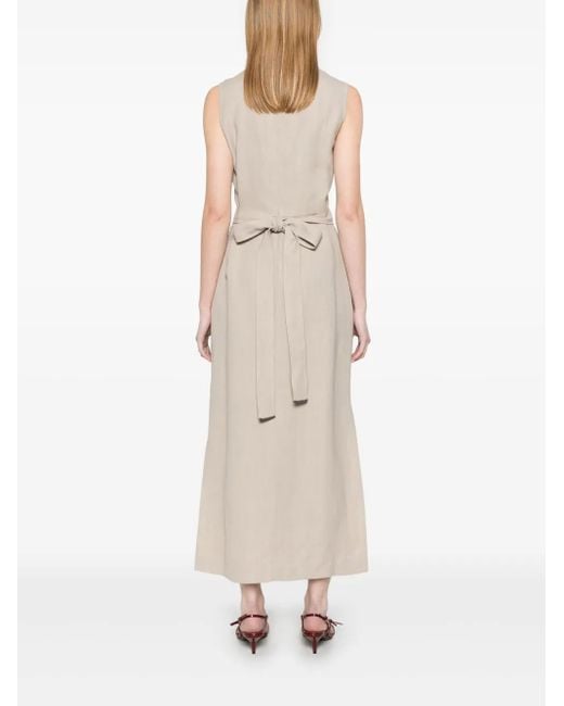 Brunello Cucinelli Natural Wrap-Effect Midi Dress