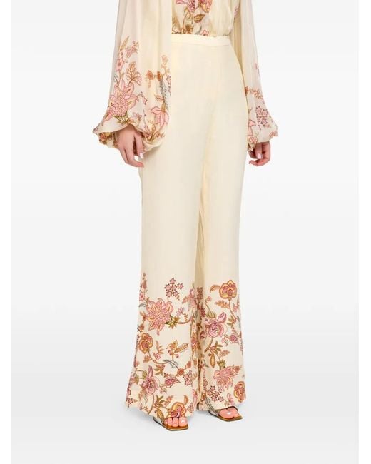 Hemant & Nandita Natural Riah Flared-Leg Trousers