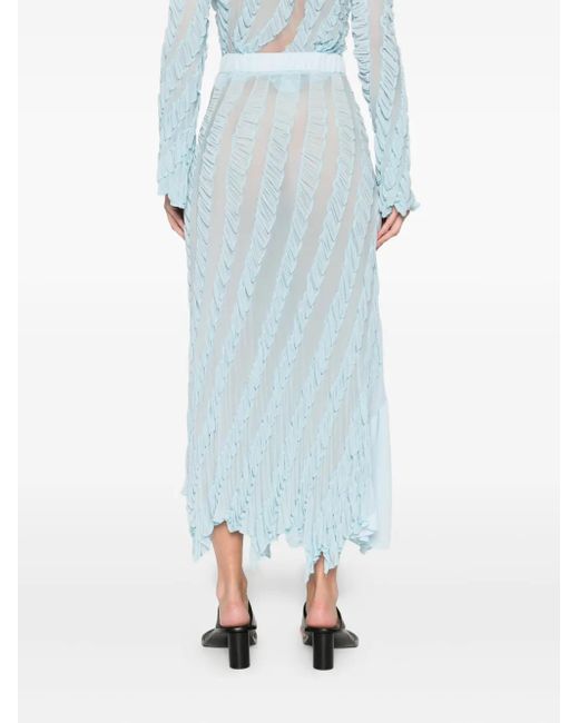 Anni Salonen Blue Rose-Detail Ruffled Midi Skirt