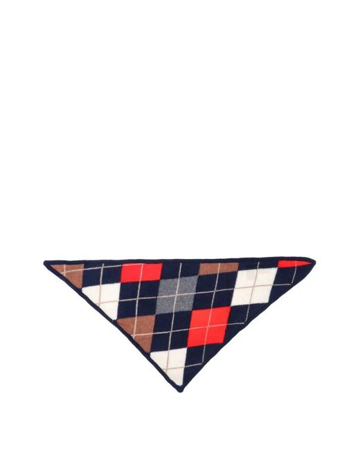 &Daughter White Argyle-Pattern Cashmere Scarf