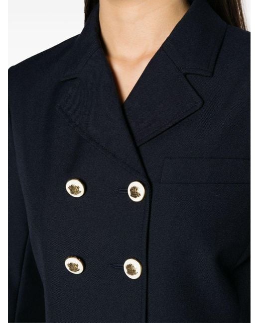 Sandro Blue Cropped Double-breasted Blazer