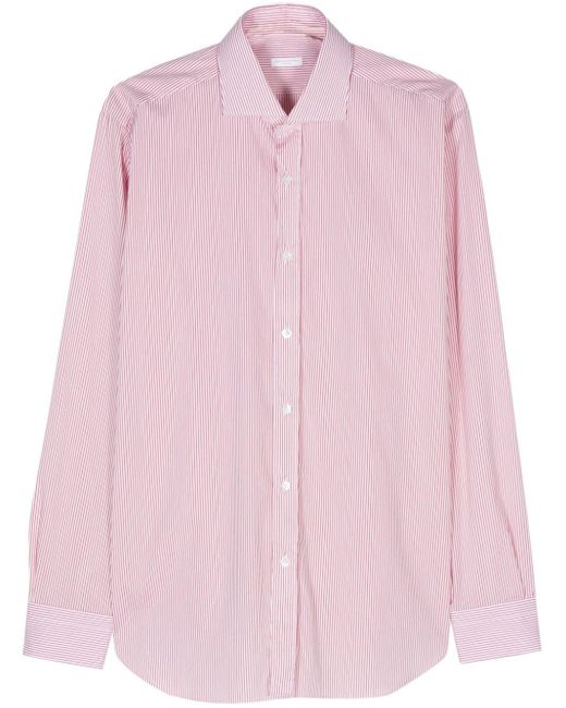 Barba Napoli Pink Striped Cotton Shirt for men