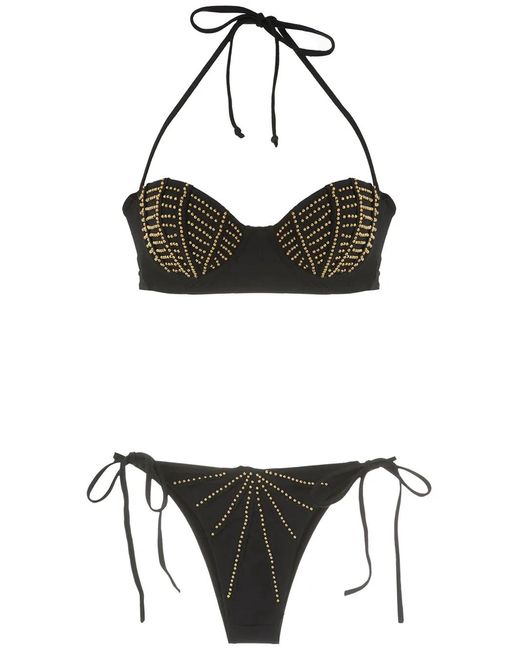 Amir Slama Black Beaded Bikini Set