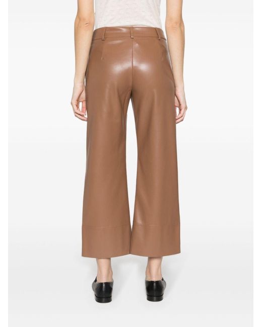 Max Mara Brown Faux-leather Cropped Trousers