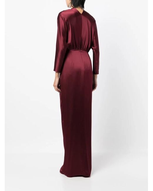 Michelle Mason Purple Twist-Detail Silk Gown