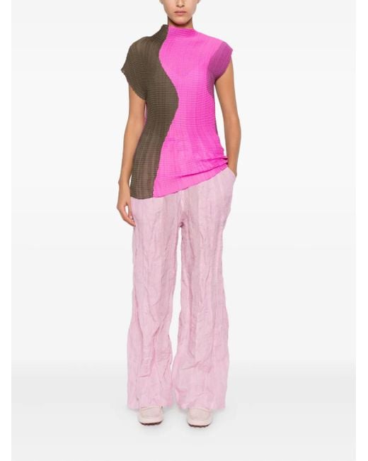 Issey Miyake Pink Pleated Panel Top