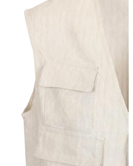 Barena White Pocket V-Neck Gilet