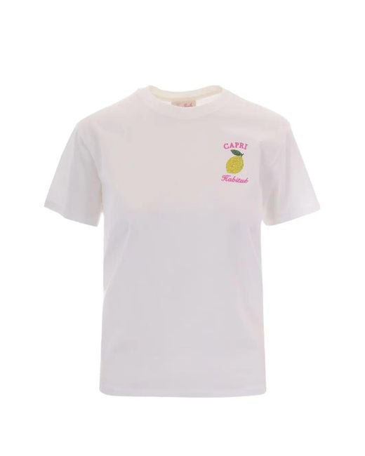 Mc2 Saint Barth White T-Shirt Brodé Emilie Capri Habituè