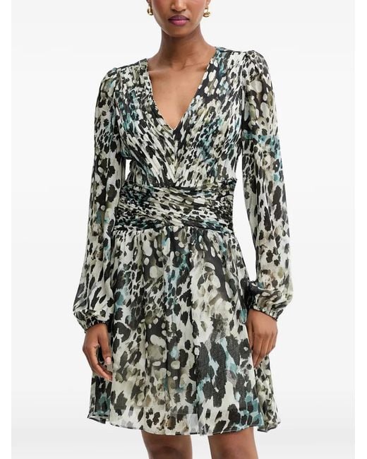 Guess Black Long-Sleeves V-Neck Mini Dress