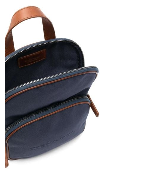 メンズ Kiton ロゴエンボス メッセンジャーバッグ Blue