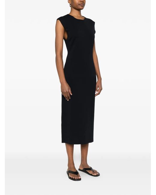 P.A.R.O.S.H. Black Cut-Out-Detail Midi Dress