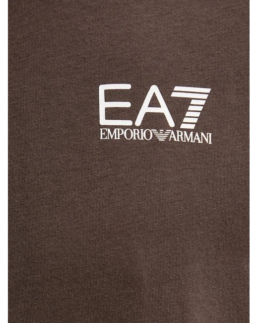 EA7 Brown Logo-Print Short-Sleeve T-Shirt for men
