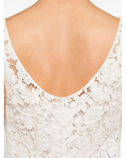 Prada White Floral-Lace A-Line Dress