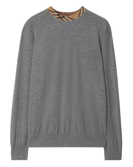 Burberry Wollen Trui Met Geruite Afwerking in het Gray voor heren