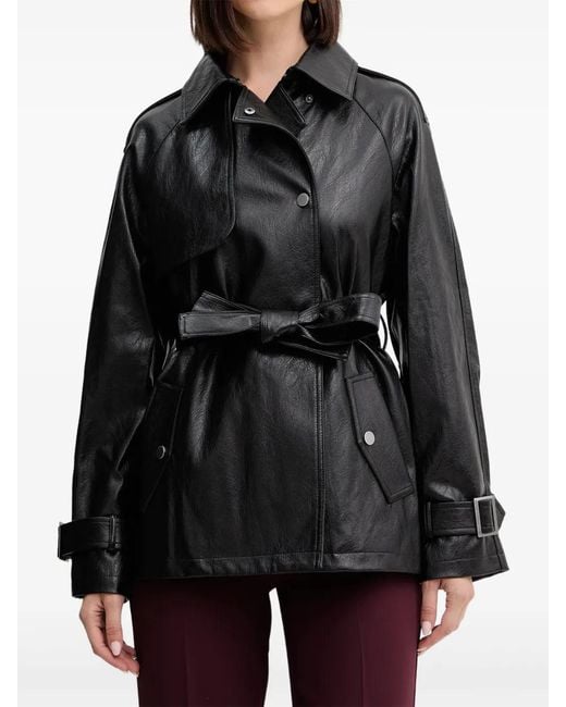 Guess Black Belted Buttoned Jacket