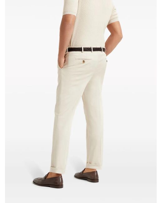 Brunello Cucinelli Pink Gabardine Garment Dyed Pants for men