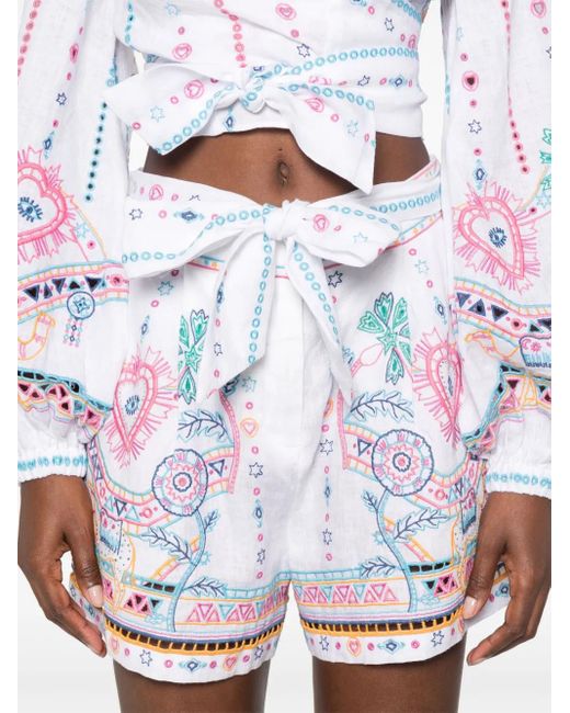 Camilla White Belted Shorts