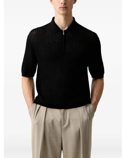 Emporio Armani Black Polo-Collar Sweater for men