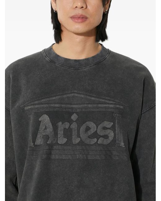 Aries Green Logo-Embellished Crew-Neck Sweatshirt for men