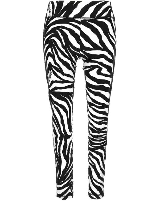 Versace Jeans Couture Black Zebra-Print Leggings