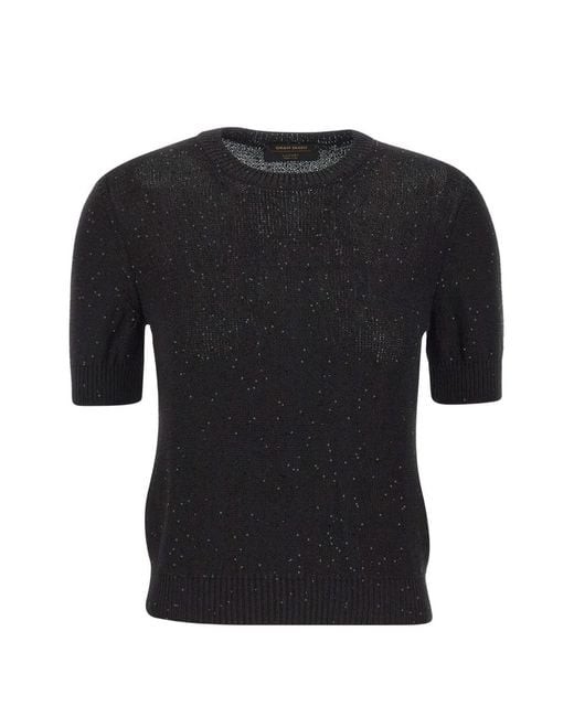 Gran Sasso Black Short-Sleeve Sweater
