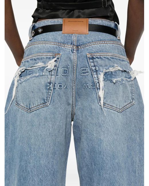 Alexander Wang Blue Wide-Leg Five-Pocket Jeans
