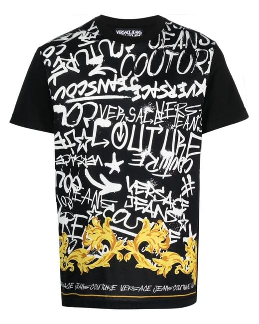 Versace Jeans Couture Black Graffiti-print T-shirt for men