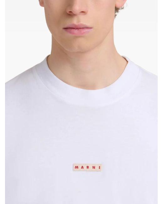 Marni White Logo T-Shirt for men