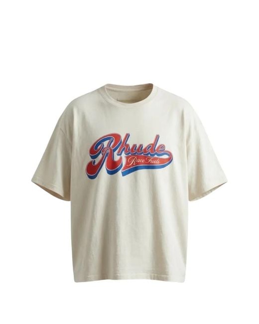 Rhude White Pit Stop T-Shirt for men