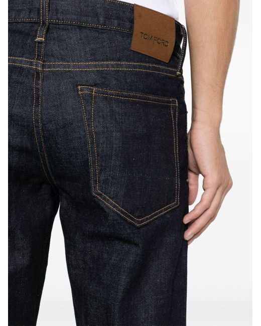 Tom Ford Slim-Fit-Jeans mit Logo-Patch in Blue für Herren