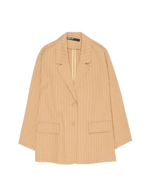 Bimba Y Lola Natural Pinstripe Blazer