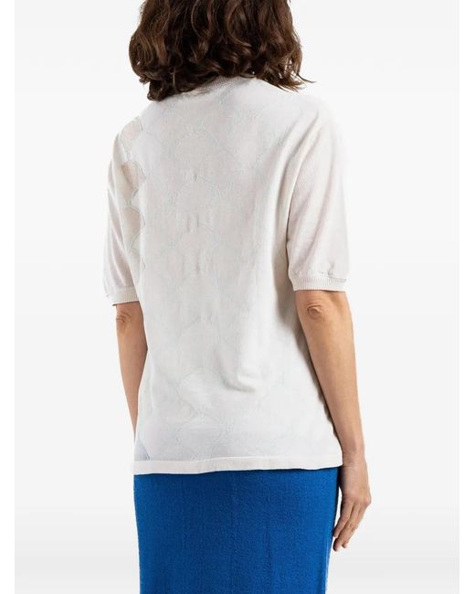 Bielo White Seashell Argyle Jacquard T-Shirt