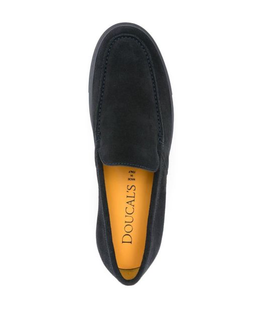Doucal's Black Round-toe Suede Loafers for men