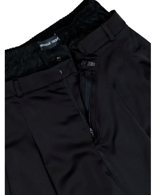 MARINE SERRE Black Waisted-Detail Draped Shorts for men