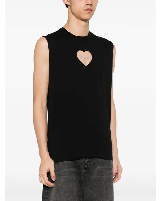 DSquared² Black Rhinestone-Logo Cotton Top for men