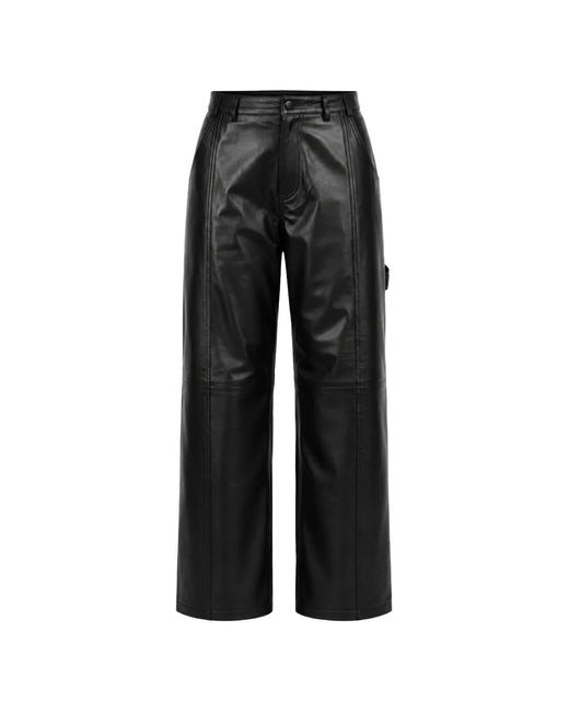 Yigal Azrouël Black Rowan Leather Trousers