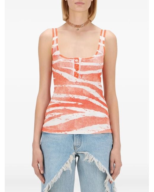 Blumarine Red Printed Tank Top
