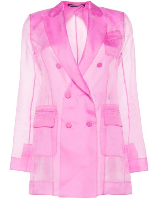 Max Mara Pink Silk Double-breasted Blazer Jacket