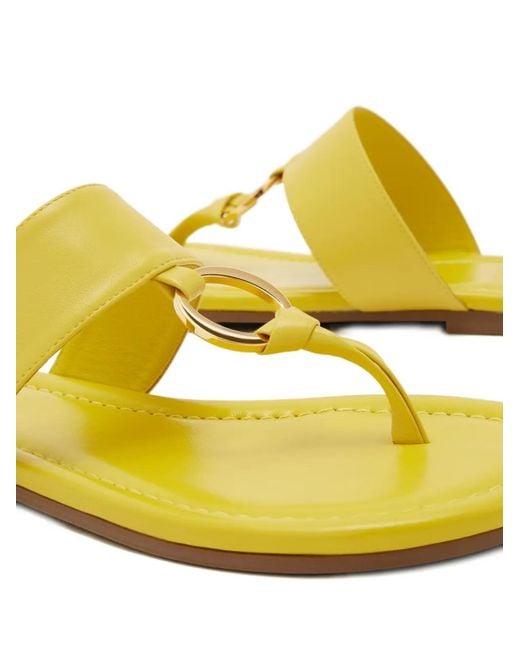 Odissi Yellow Olivia Ring-Detail Leather Sandals